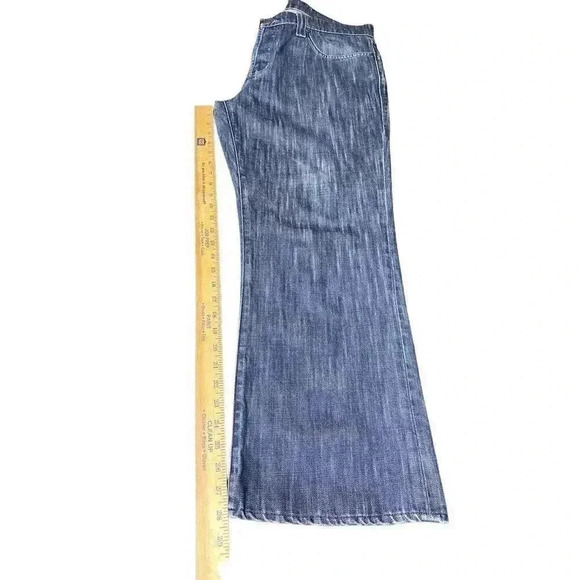 Rock and Republic Taylor Button Fly Jeans 38x28 Bootcut Blue Embroidered Wings - Picture 8 of 12